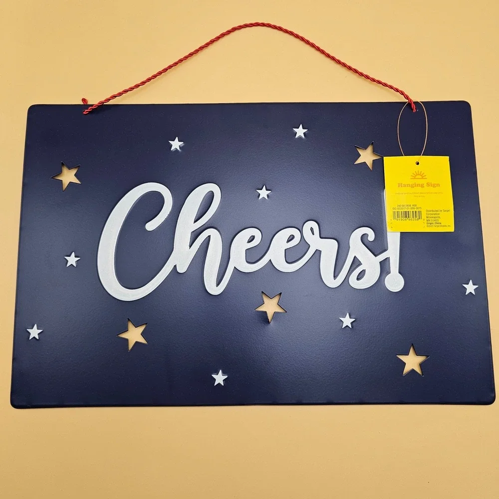 Sun Squad‎ Blue Cheers Star Cutout Hanging Sign 14x9.5